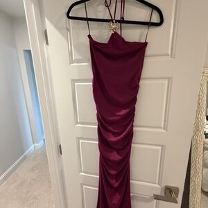 Zara Women's Burgundy and Red Dress